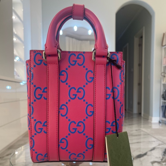 NWT Gucci GG Embossed Perforated Leather Tote Bag - Picture 4 of 6